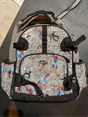 Pottery Barn Kids Gray Spider-Man Graphic Backpack with Blue and Red Accents